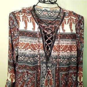 Floral Paisley Mini Dress Tunic Top 1X, several layers of fabric, heavy